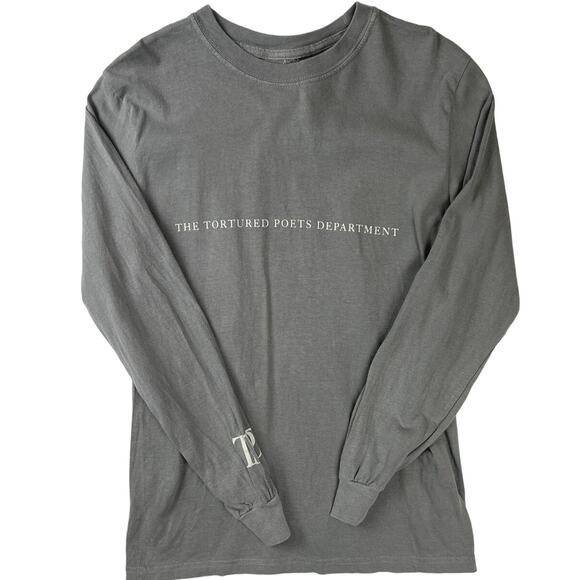 Taylor Swift The Tortured Poets Dept Gray White Concert Tour Sweatshirt Top Sz S - Picture 2 of 4